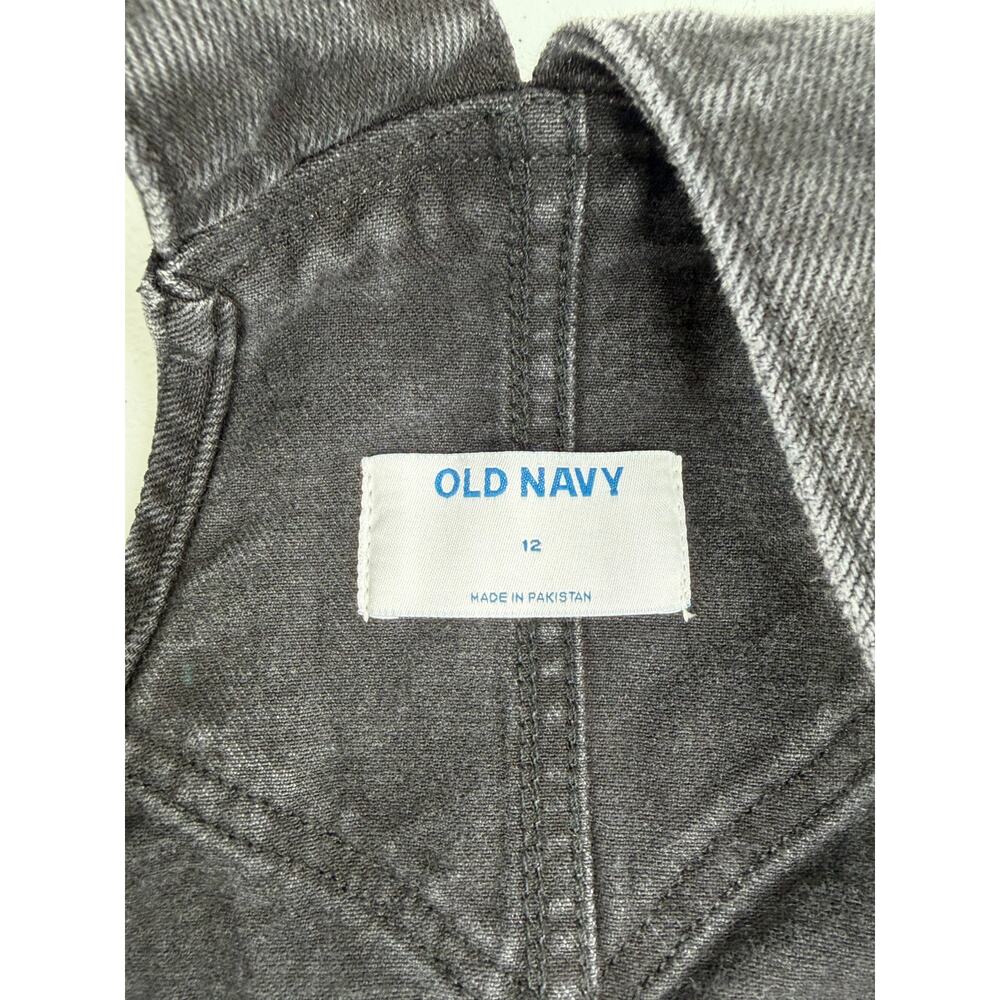 Old Navy Overalls Women's Sz 12 Black Distressed Denim Grunge Y2K Festival Goth - Picture 6 of 10